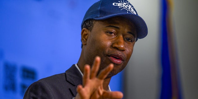 Brooklyn Center Mayor Mike Elliott speaks during a press conference about the death of 20-year-old Daunte Wright at the Brooklyn Center police headquarters on April 12, 2021 in Brooklyn Center, Minnesota. (Photo by Stephen Maturen/Getty Images)