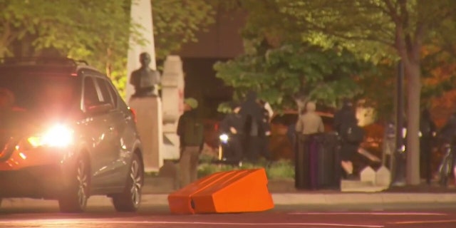 Durham, North Carolina protesters set fire near police headquarters.