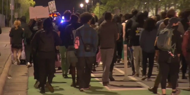 Durham, North Carolina protesters set fire near police headquarters.
