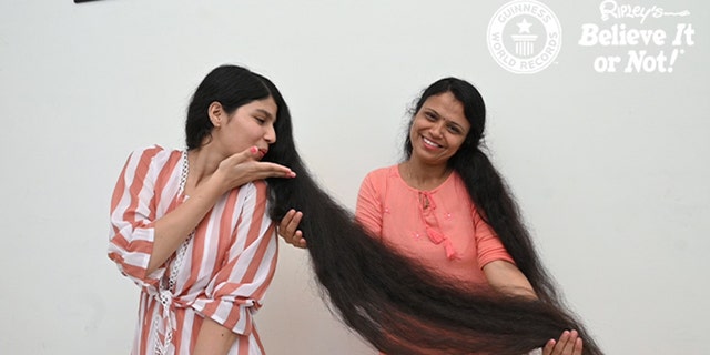 Nilanshi Patel and her mom Kaminiben before the big chop.