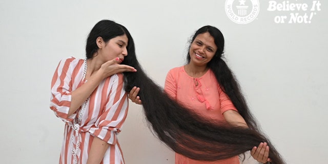 Nilanshi Patel and her mom Kaminiben before the big chop.