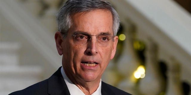 Georgia Secretary of State Brad Raffensperger speaks during a presser on Dec. 14, 2020, in Atlanta. 