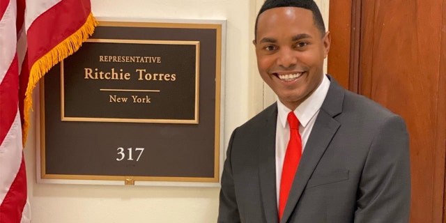 Rep. Ritchie Torres, D-N.Y., outside his congressional office in Washington, D.C.