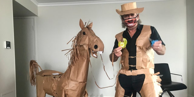 Man becomes makes paper horse during Australian quarantine |
