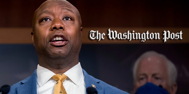 DOSSIER - En ce 17 juin 2020, photo d'archive, le sénateur Tim Scott, RS.C., accompagné de sénateurs républicains, prend la parole lors d'une conférence de presse sur Capitol Hill à Washington.  Le représentant d'État Krystle Matthews, un législateur de l'État démocrate, tente de renverser Scott.  Matthews a déclaré à l'Associated Press qu'elle essaierait d'inscrire 150000 nouveaux électeurs à travers la Caroline du Sud pour resserrer la marge que les démocrates ont eu du mal à clôturer lors d'élections à l'échelle de l'État.  (Photo AP / Andrew Harnik, dossier)