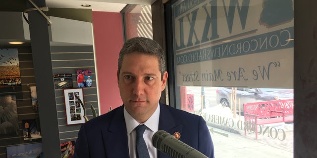 Rep. Tim Ryan of Ohio sits down for a radio interview in the first-in-the-nation presidential primary state of New Hampshire, ahead of the launch of his unsuccessful campaign for the 2020 Democratic presidential nomination, in Feb. 2019 in Concord, N.H.