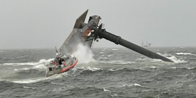 The Seacor Power overturned Tuesday when it encountered challenging weather in which winds were gusting as high as 90 miles per hour and seas were 7 to 9 feet high, according to Will Watson, the sector commander of Coast Guard Sector New Orleans. (U.S. Coast Guard)