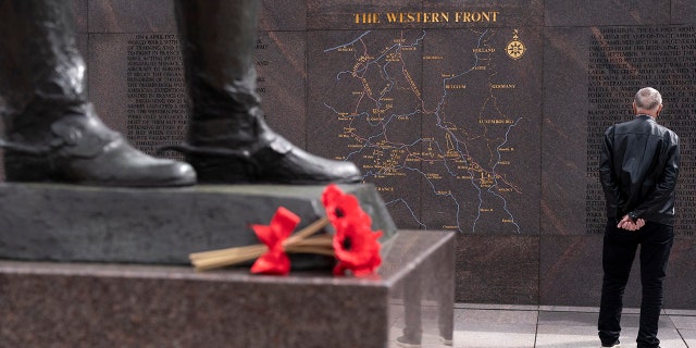 A man visits the newly opened World War I Memorial in Washington. (Associated Press)