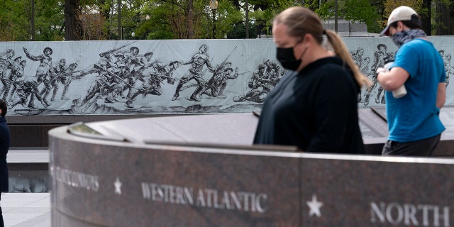 People visit the newly opened World War I Memorial in Washington. (Associated Press)
