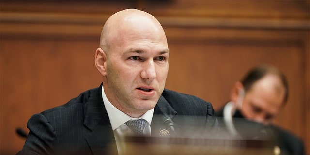 Rep. Anthony Gonzalez, a Republican from Ohio, speaks during a House Financial Services Committee hearing on Wednesday, Dec. 2 2020. (Greg Nash/The Hill/Bloomberg via Getty Images)