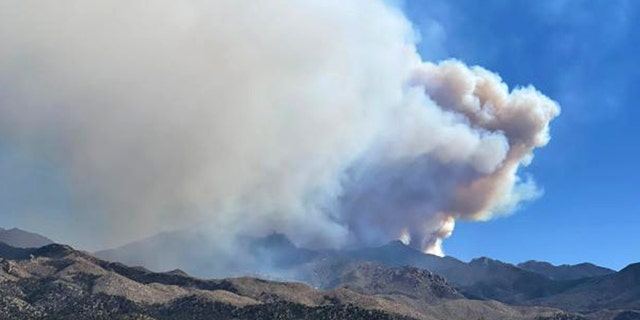 Flag Fire burning in the Hualapai Mountains, south of Kingman