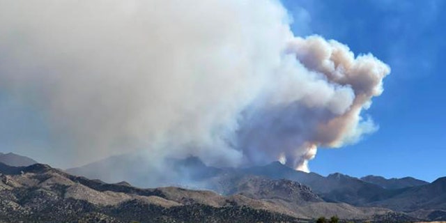 Flag Fire burning in the Hualapai Mountains, south of Kingman