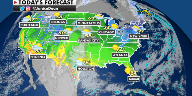The national forecast for Thursday, April 22. (Fox News)
