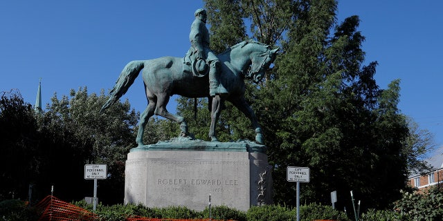 A statue of Robert E. Lee, in Charlottesville, Virginia, in 2018.