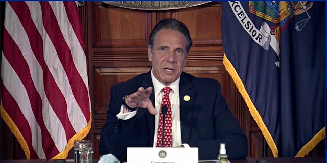 New York Gov. Andrew Cuomo speaks during a news conference about the state budget on Wednesday in Albany, N.Y. (AP/Office of the NY Governor)