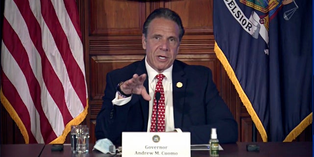 New York Gov. Andrew Cuomo speaks during a news conference about the state budget on Wednesday in Albany, N.Y. (AP/Office of the NY Governor)