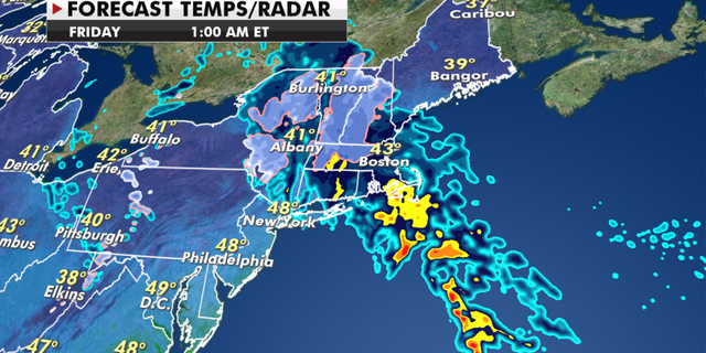 Expected temperatures Friday morning in the Northeast. (Fox News)