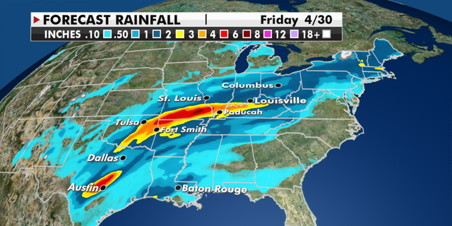 Expected rainfall totals through Friday. (Fox News)
