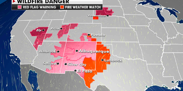 Current wildfire danger in the Southwestern U.S. (Fox News)
