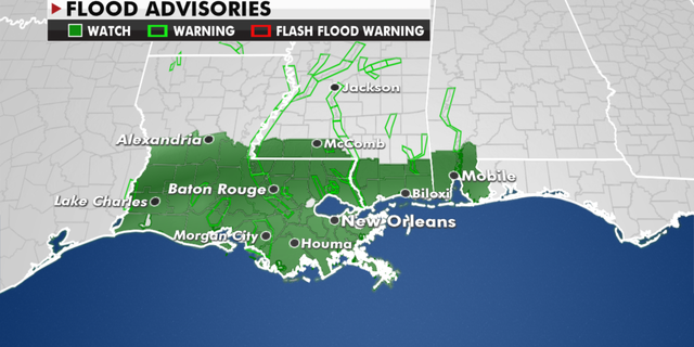Current flood warnings in effect. (Fox News)