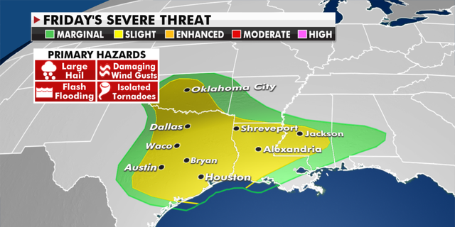 Severe weather is expected Friday in the South. (Fox News)