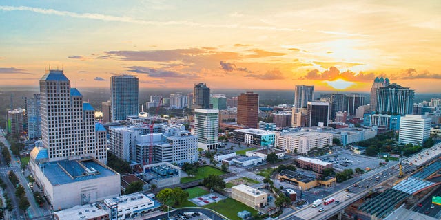 Orlando, Florida, USA Downtown Drone Skyline Aerial