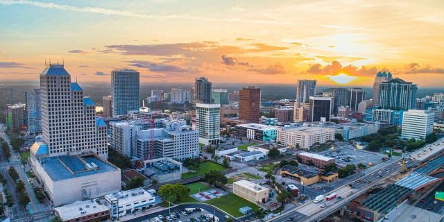 Orlando, Florida, USA Downtown Drone Skyline Aerial