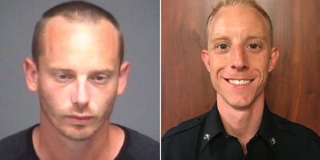 Elders, 左, was arrested in connection to the shooting of Burleson Police Officer Joshua Lott, pictured right. Lott was recovering at a hospital and in stable condition, 警察は言った.