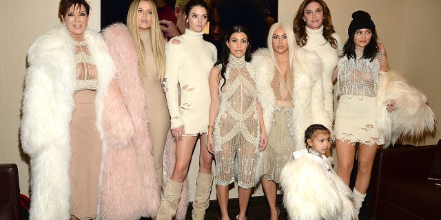 From left: Kris Jenner, Khloe Kardashian, Kendall Jenner, Kourtney Kardashian, Kim Kardashian West, North West, Caitlyn Jenner and Kylie Jenner attend Kanye West Yeezy Season 3 at Madison Square Garden on February 11, 2016 in New York City.  (Photo by Kevin Mazur/Getty Images for Yeezy Season 3)