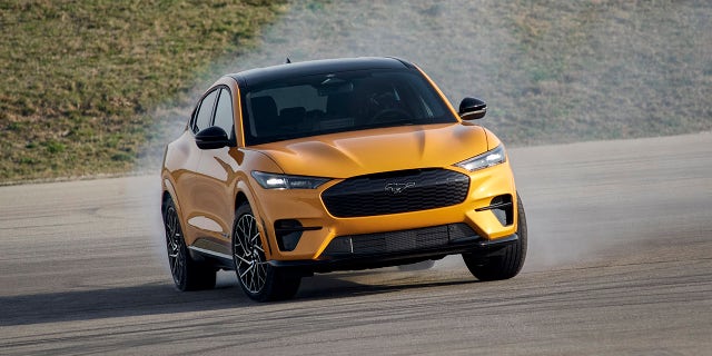 2021 Ford Mustang Mach-E GT available early fall 2021. (Closed course. Professional driver. Do not attempt.)