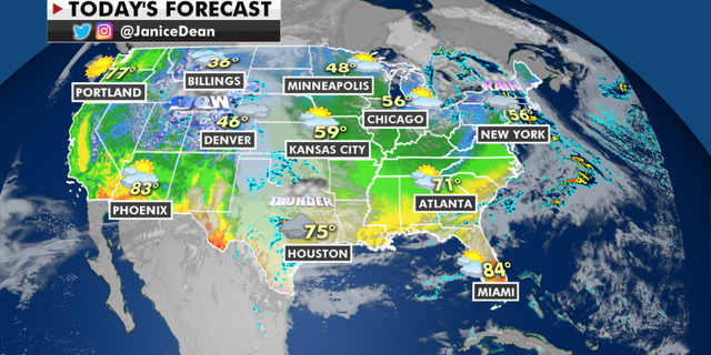 The national forecast for Thursday, April 15. (Fox News)