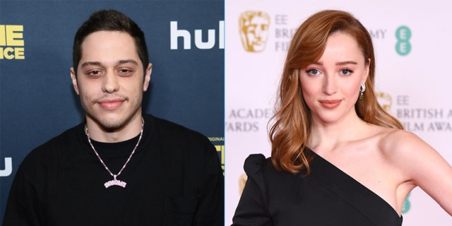 Pete Davidson (L) and Phoebe Dynevor (R) were spotted in England together over the weekend. 