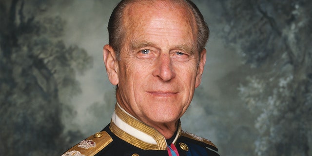 HRH Prince Philip, Duke of Edinburgh, wearing his military dress uniform, circa 1990.