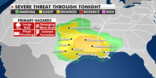 The severe weather threat for Friday, April 23. (Fox News)