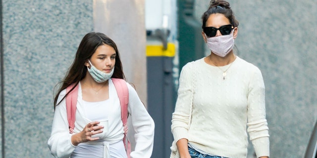 Suri Cruise and Katie Holmes are seen on September 08, 2020 in New York City. 