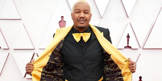 Travon Free attends the 93rd Annual Academy Awards on April 25. He wore a Dolce &amp; Gabbana suit lined with the names of those killed by police brutality in the United States. 