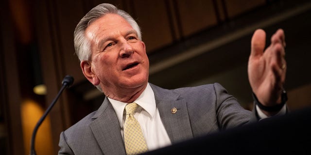 Sen. Tommy Tuberville, R-Ala., said Monday that the Biden administration's use of the Pentagon and VA to promote abortion is ‘shameful.’ Caroline Brehman/Pool via REUTERS