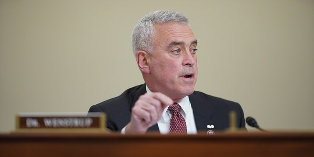 Rep. Brad Wenstrup, R-Ohio, speaks during a House Intelligence Committee hearing on Capitol Hill in Washington, Thursday, April 15, 2021. (Al Drago/Pool via AP)