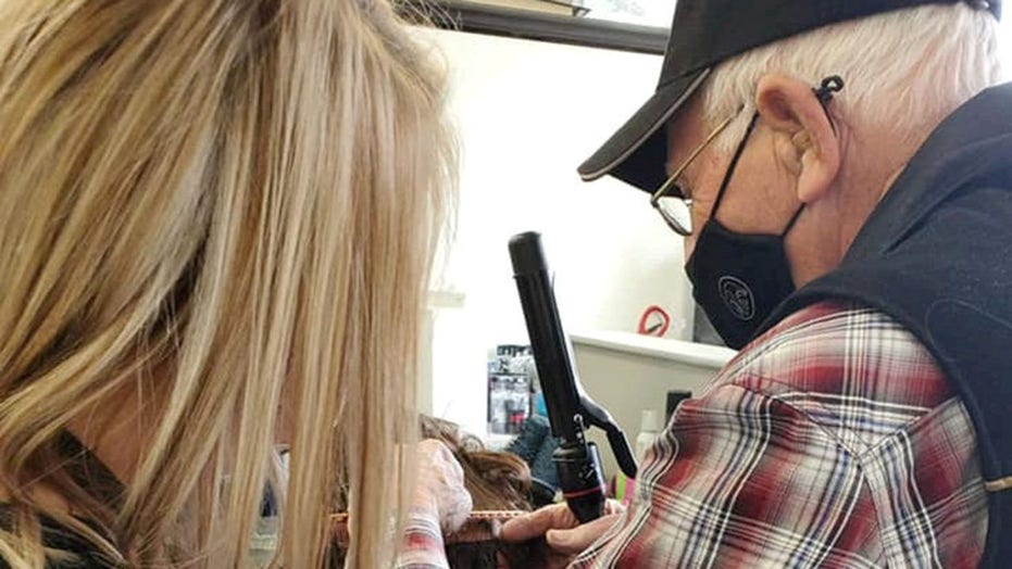 Elderly man goes to beauty school to learn to do his wife’s make-up