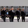 WINDSOR, ENGLAND - APRIL 17: Prince William, Prince Andrew, Prince Harry and Prince Edward participate in the funeral Saturday of Prince Philip in Windsor, England. Philip's funeral takes place at Windsor Castle with only 30 guests invited due to coronavirus pandemic restrictions. (Photo by Alastair Grant/WPA Pool/Getty Images)