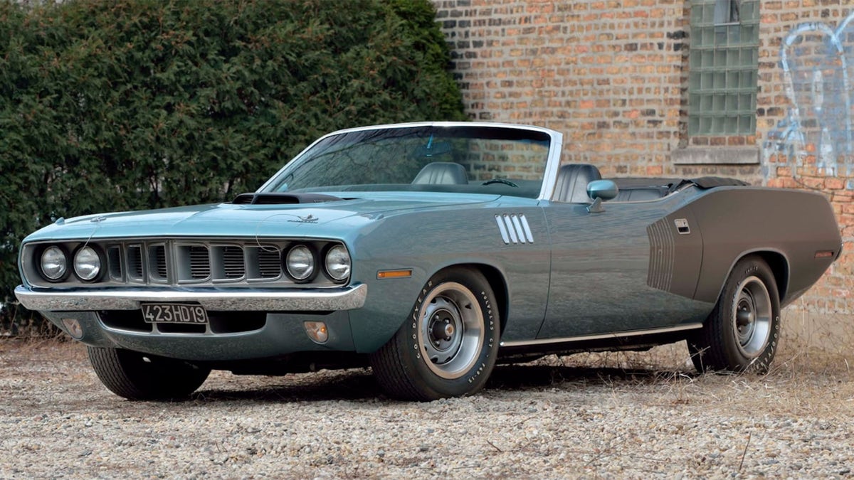 This 1971 Plymouth Hemi 'Cuda is one of three built with a 426 Hemi V8 and four-speed manual transmission.