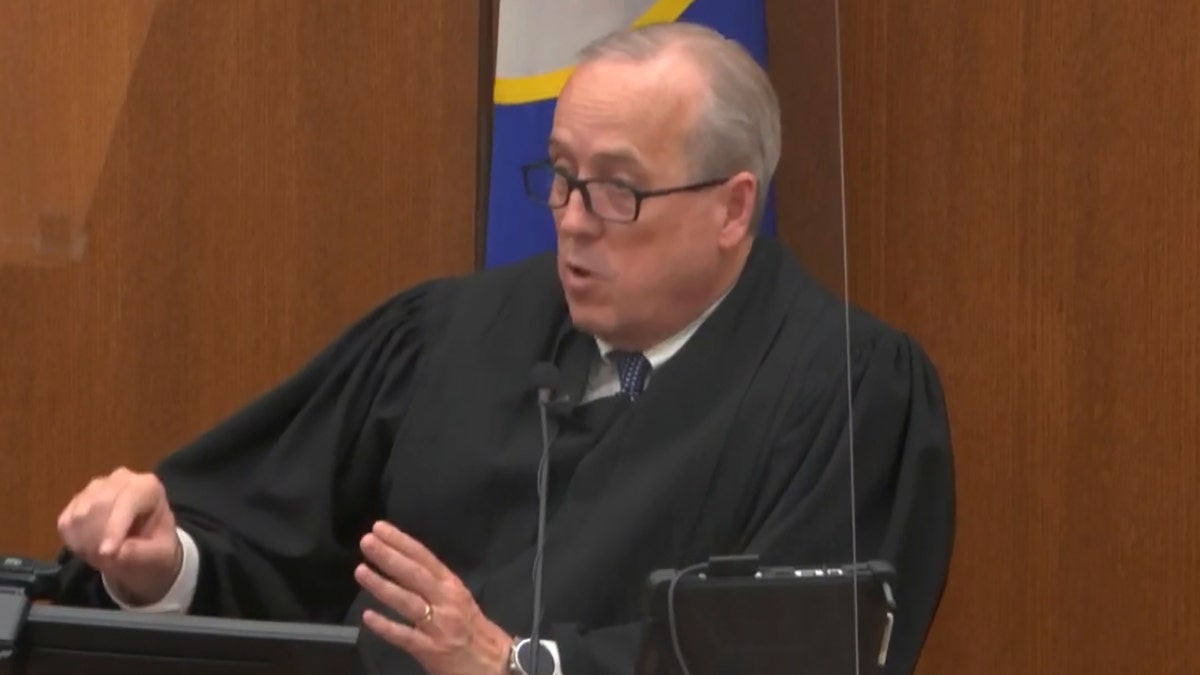 In this image from video, Hennepin County Judge Peter Cahill dresses the court after the judge put the trial into the hands of the jury. Monday, April 19, 2021, in the trial of Chauvin, in the May 25, 2020, death of George Floyd at the Hennepin County Courthouse in Minneapolis, Minn. (Court TV via AP, Pool)