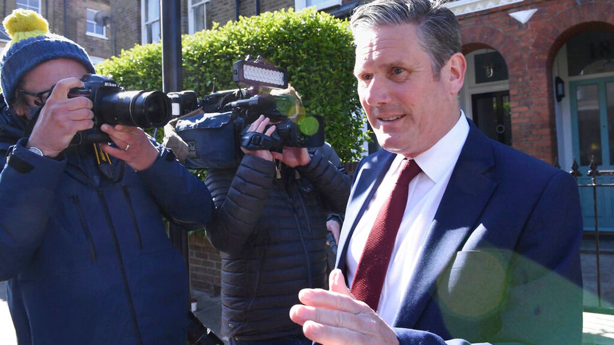 Britain's opposition Labour Party leader Keir Starmer leaves his home in London on May 7, 2021, following the declaration that the Labour Party has lost the Hartlepool parliamentary election. (Stefan Rousseau/PA via AP)