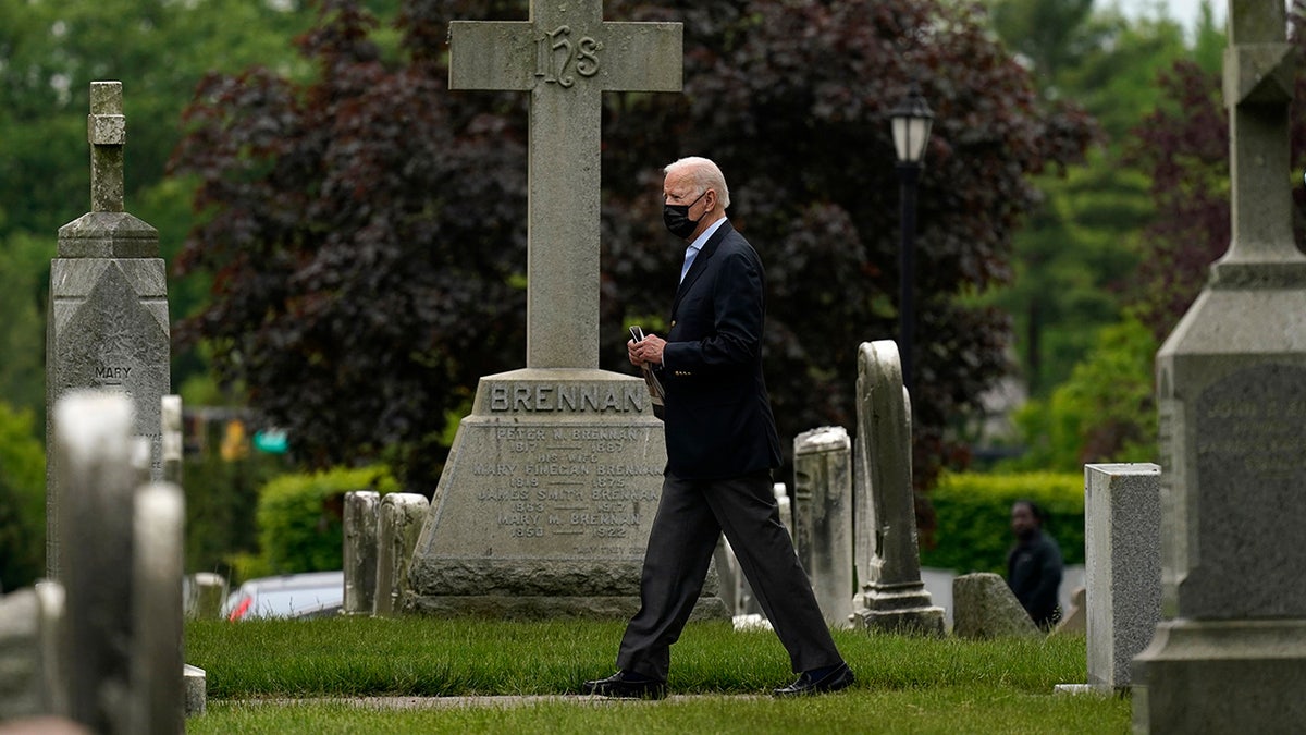 President Joe Biden walks from St. Joseph on the Brandywine Catholic Church after attending mass, Sunday, May 16, 2021, in Wilmington, Delaware. (AP Photo/Carolyn Kaster)