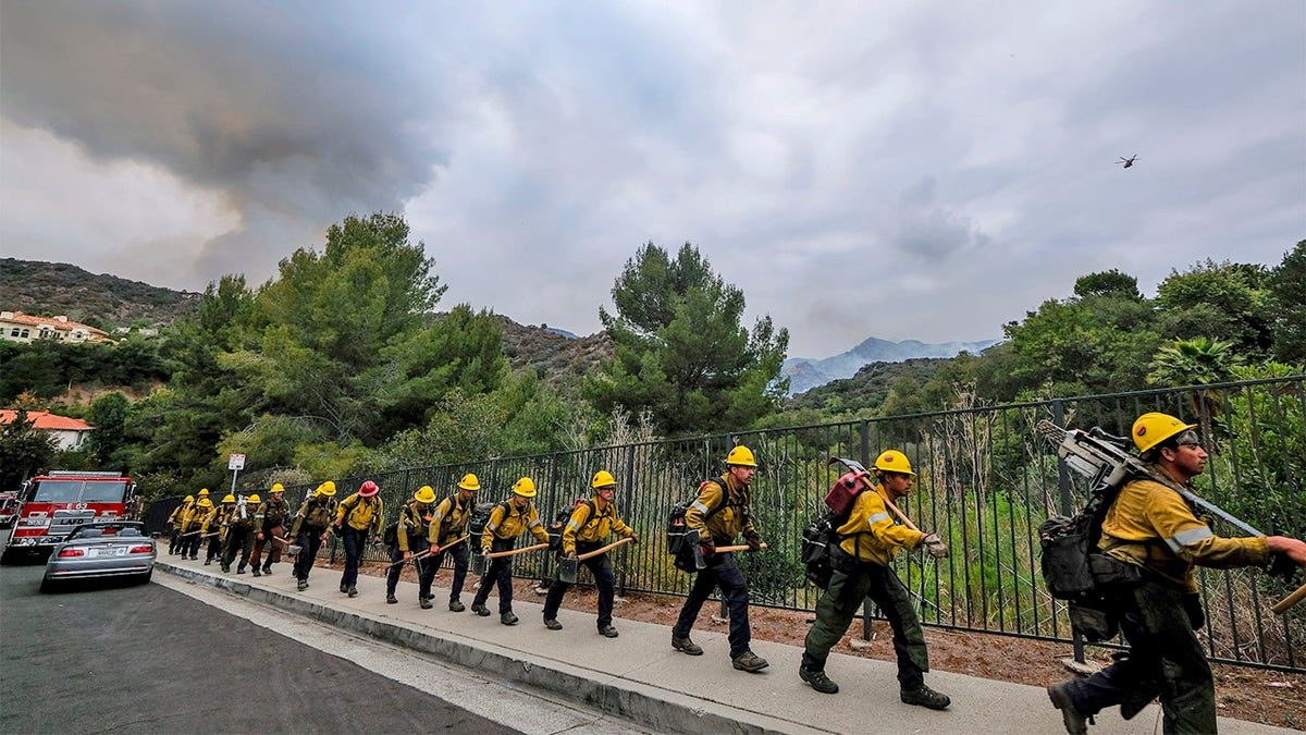 Seven firefighters were treated for heat-related injuries while battling the fire in Northern Los Angeles on Thursday.?