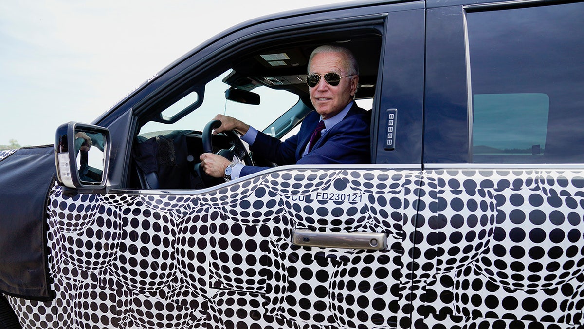 Biden took an F-150 Lightning prototype for a test at Ford's Rouge Electric Vehicle center.
