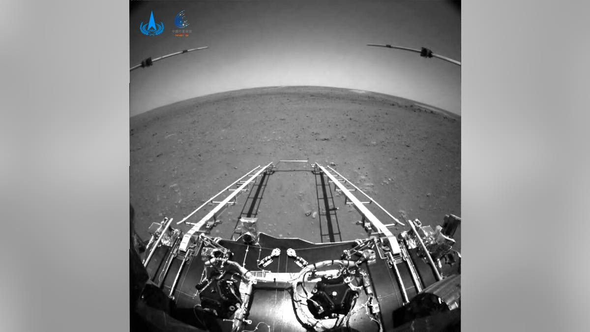 A photo taken by China's Zhurong Mars rover and made available by the China National Space Administration (CNSA) on Wednesday, May 19, 2021.