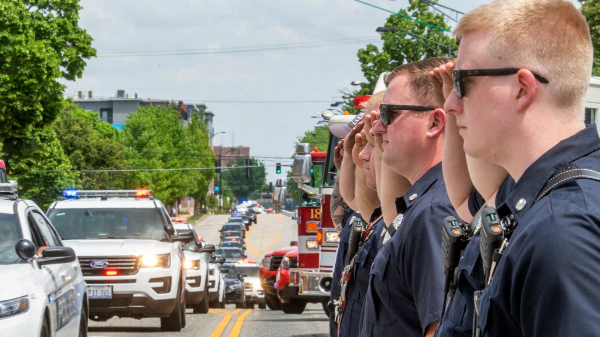 Champaign firefighters at procession