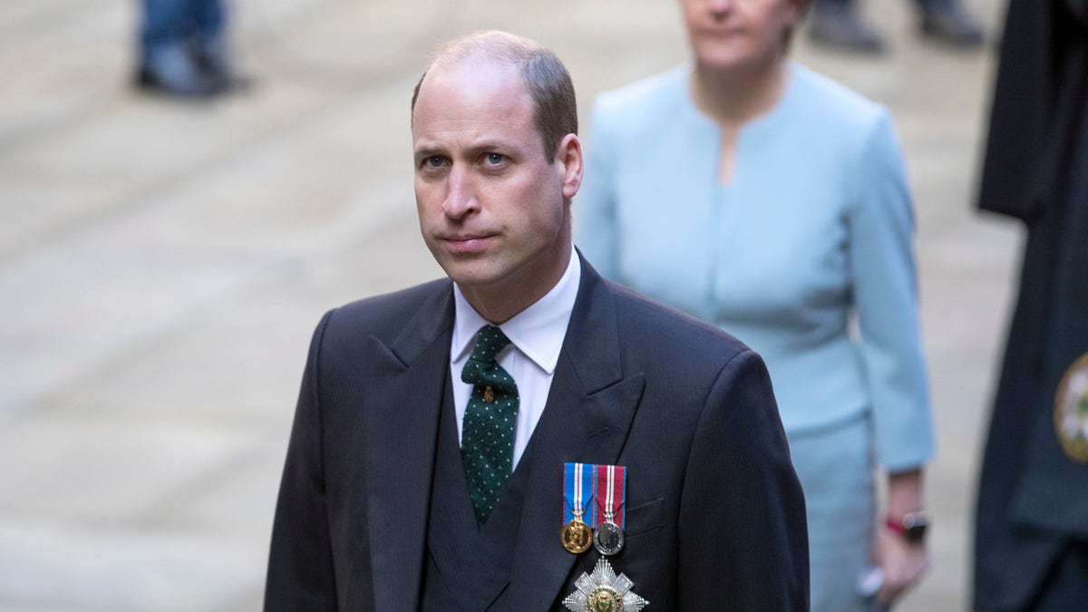 Britain's Prince William arrives for the opening ceremony of the General Assembly of the Church of Scotland. During his speech, the 38-year-old royal explained that he was at Balmoral Castle when he learned of his mother's death.(Jane Barlow/PA via AP)