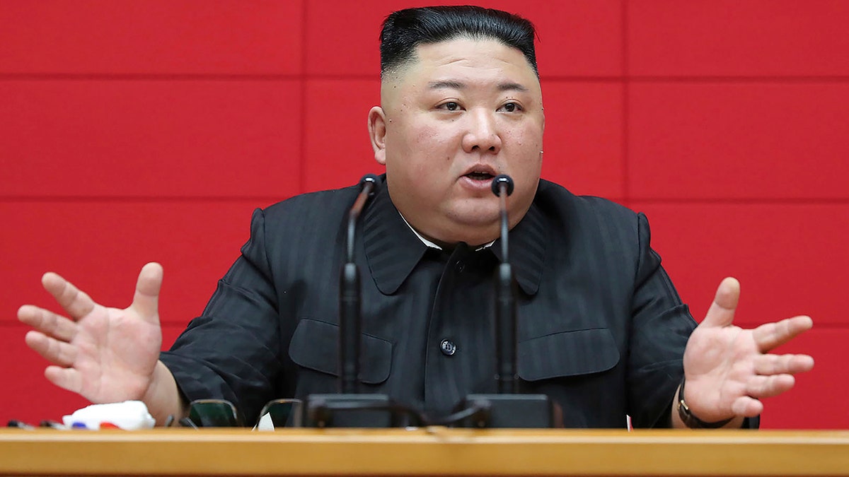 North Korean leader Kim Jong Un delivers a speech on March 4, 2021, in Pyongyang. (Korean Central News Agency/Korea News Service via AP, File)